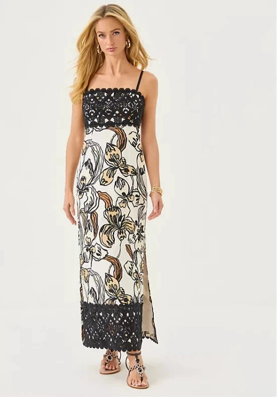 NWT Lilly Pulitzer Vena Stretch Maxi Dress in Coconut Oversized