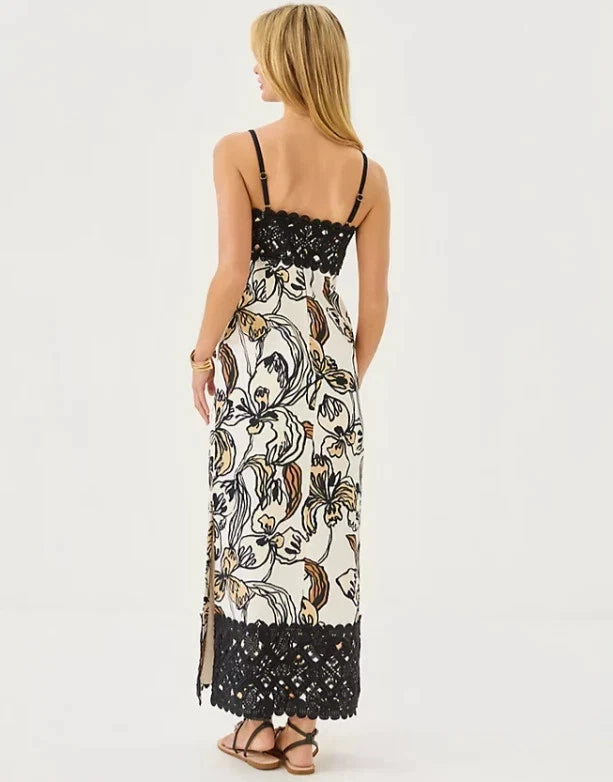 NWT Lilly Pulitzer Vena Stretch Maxi Dress in Coconut Oversized