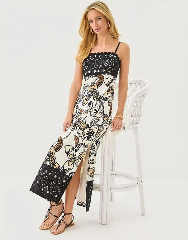 NWT Lilly Pulitzer Vena Stretch Maxi Dress in Coconut Oversized